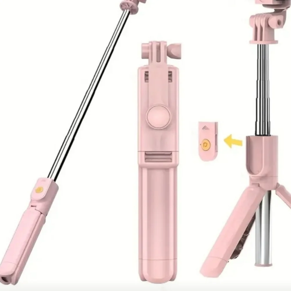 Battery-Powered Extendable Selfie Stick & Tripod with Remote PINK